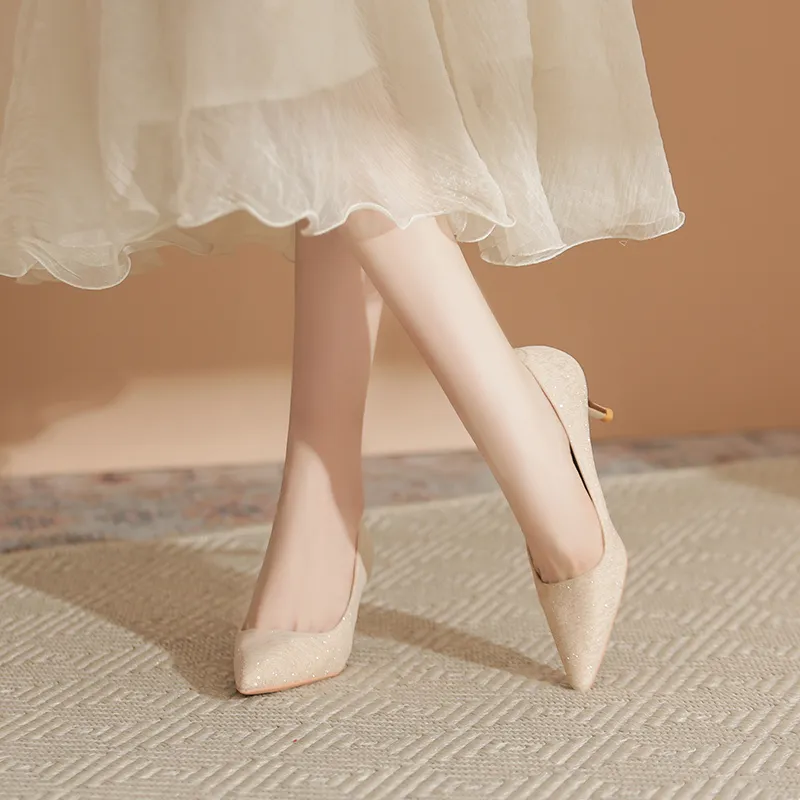 KATHRYN WILSON Slim Heel High Heels Women's Apricot-2