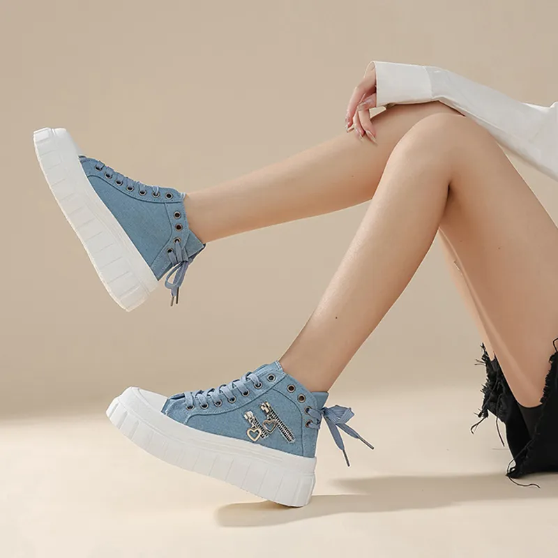 KATHRYN WILSON Wear Resistant Height Increasing High Top Canvas Shoes Women's-4
