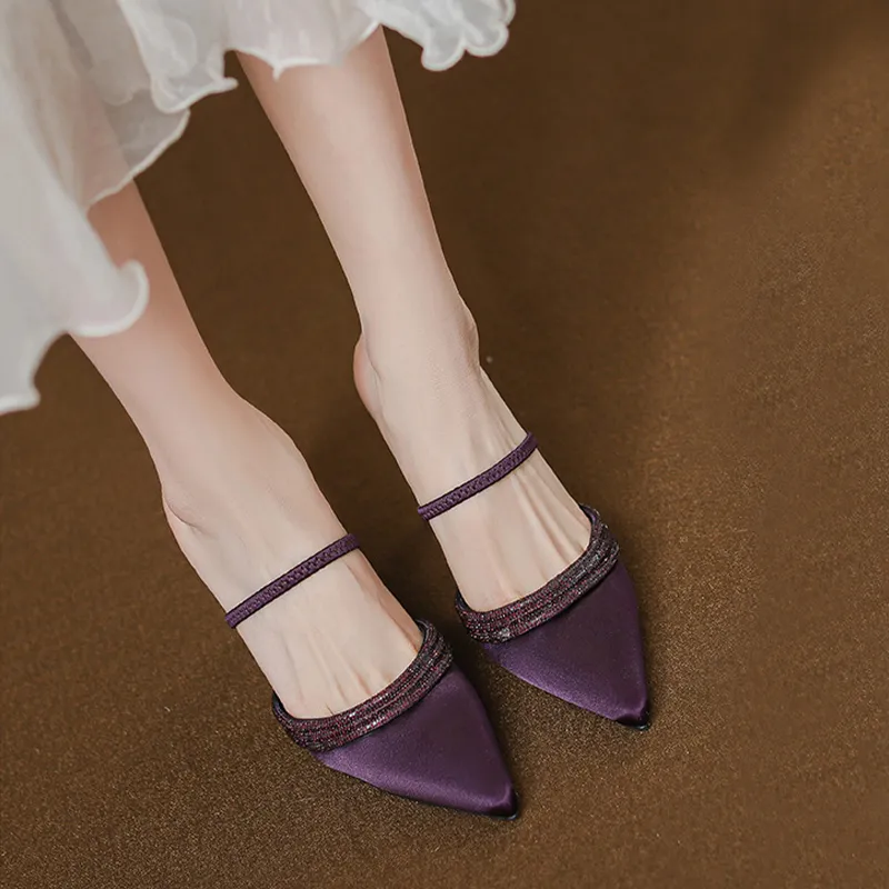 KATHRYN WILSON Rubber Sole Abrasion Resistant Wrap toe Slippers Women's Purple-5