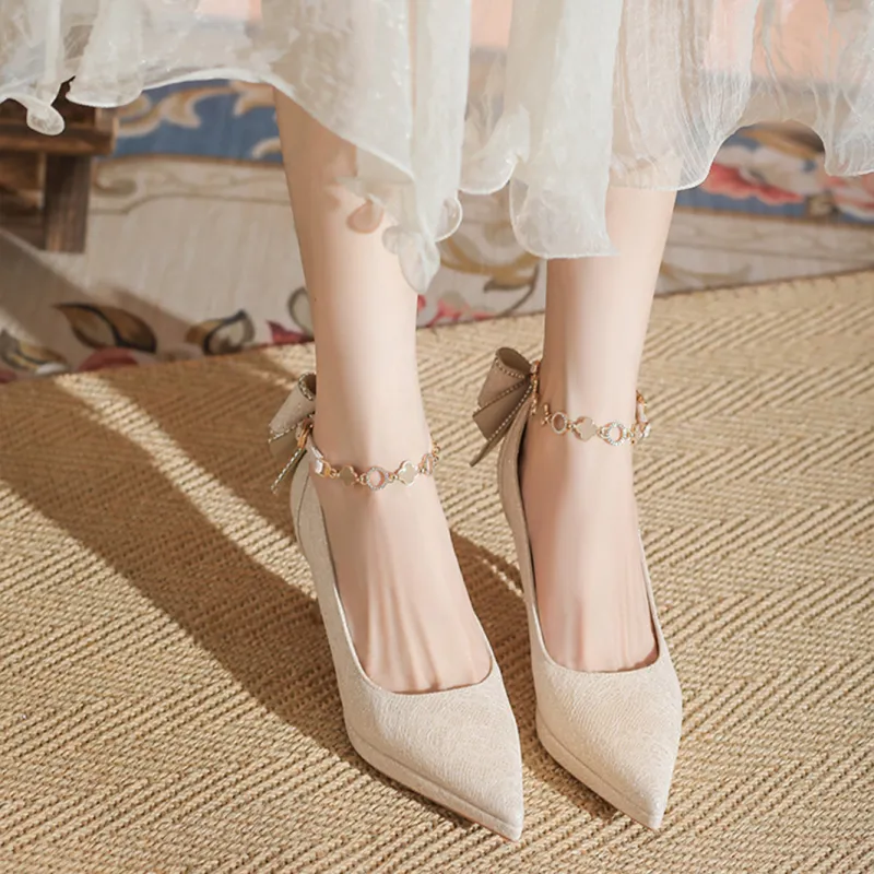 KATHRYN WILSON Slim Heel High Heels 8cm Women's Champagne-11