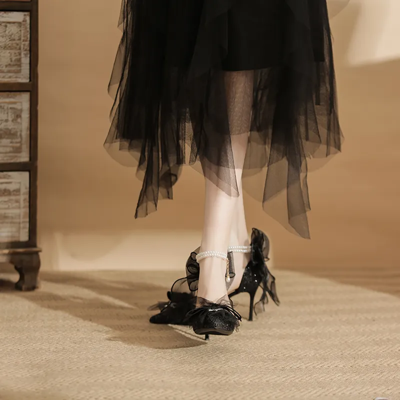KATHRYN WILSON Black Swan Slim Heel High Heels 8cm Women's Black-3