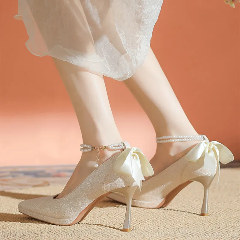 KATHRYN WILSON Slim Heel High Heels 8cm Women's Champagne-6