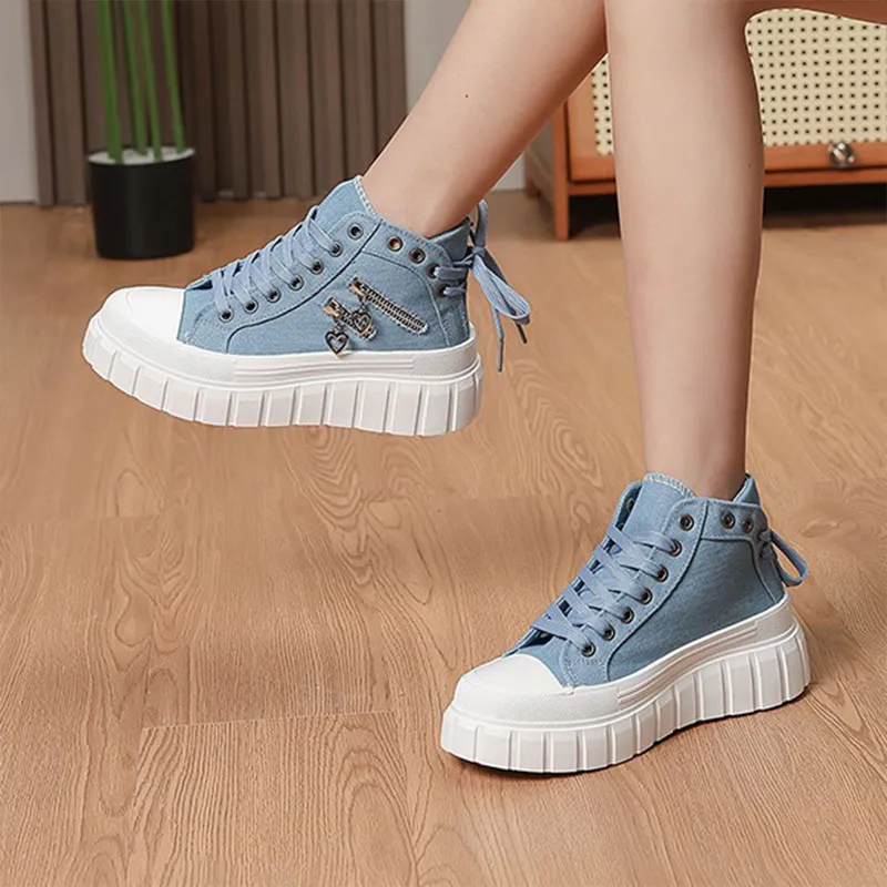 KATHRYN WILSON Wear Resistant Height Increasing High Top Canvas Shoes Women's-6