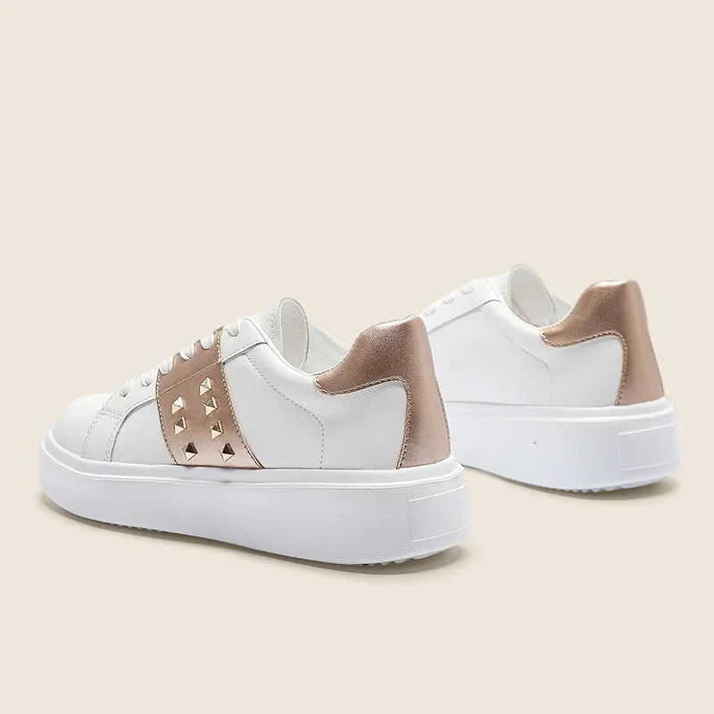 KATHRYN WILSON Low Top Skateboard Shoes Women's White Gold-2