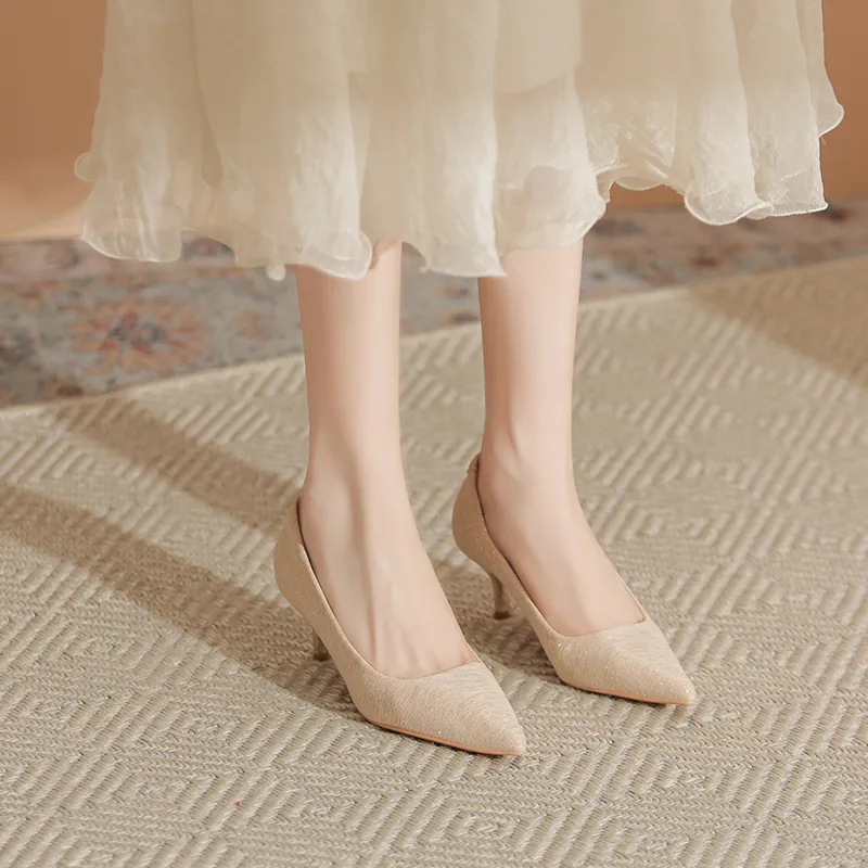 KATHRYN WILSON Slim Heel High Heels Women's Apricot-1