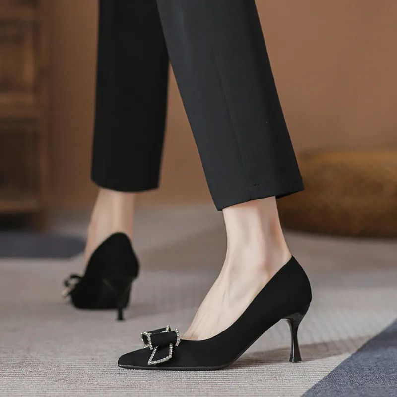 KATHRYN WILSON Slim Heel High Heels 7cm Women's Black-6