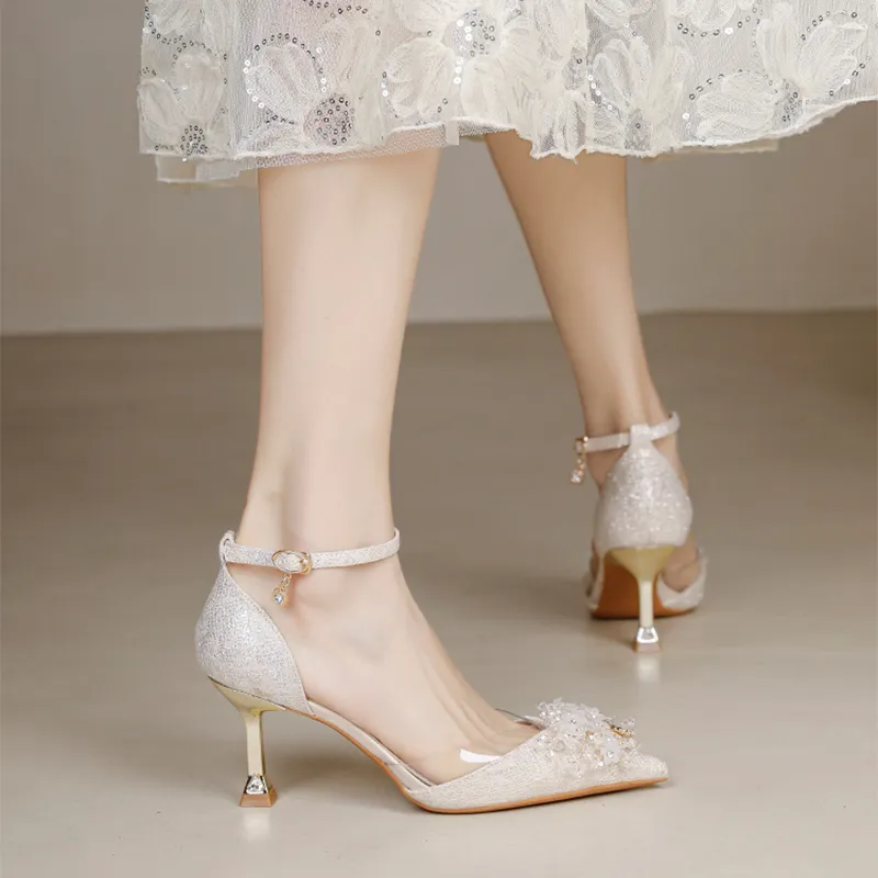 KATHRYN WILSON Slim Heel High Heels 7cm Women's Champagne-12