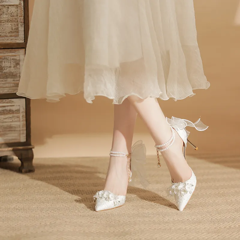 KATHRYN WILSON Spring Snow Slim Heel High Heels 6cm Women's White-2