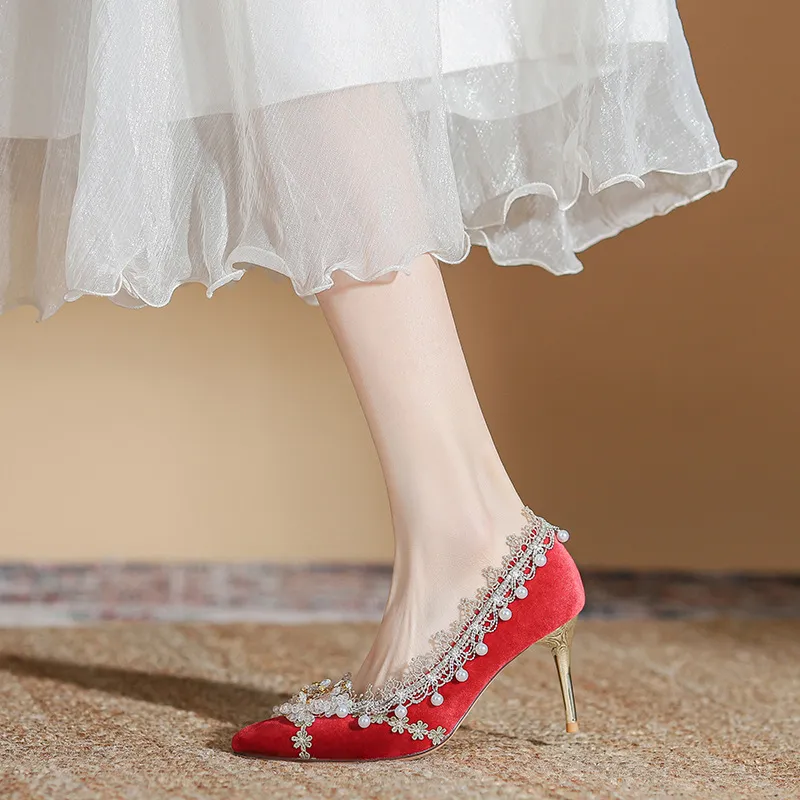 KATHRYN WILSON Slim Heel High Heels Women's Red-3