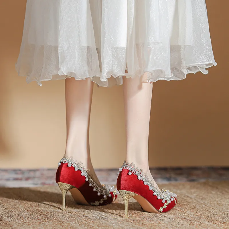 KATHRYN WILSON Slim Heel High Heels Women's Red-6