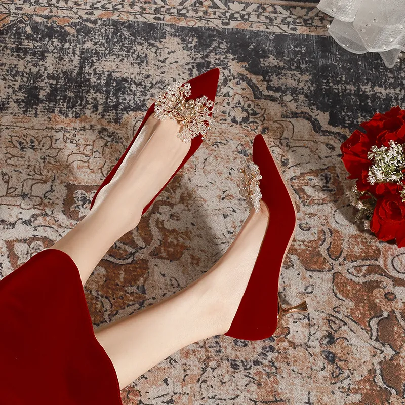 KATHRYN WILSON Slim Heel High Heels Women's Red-3