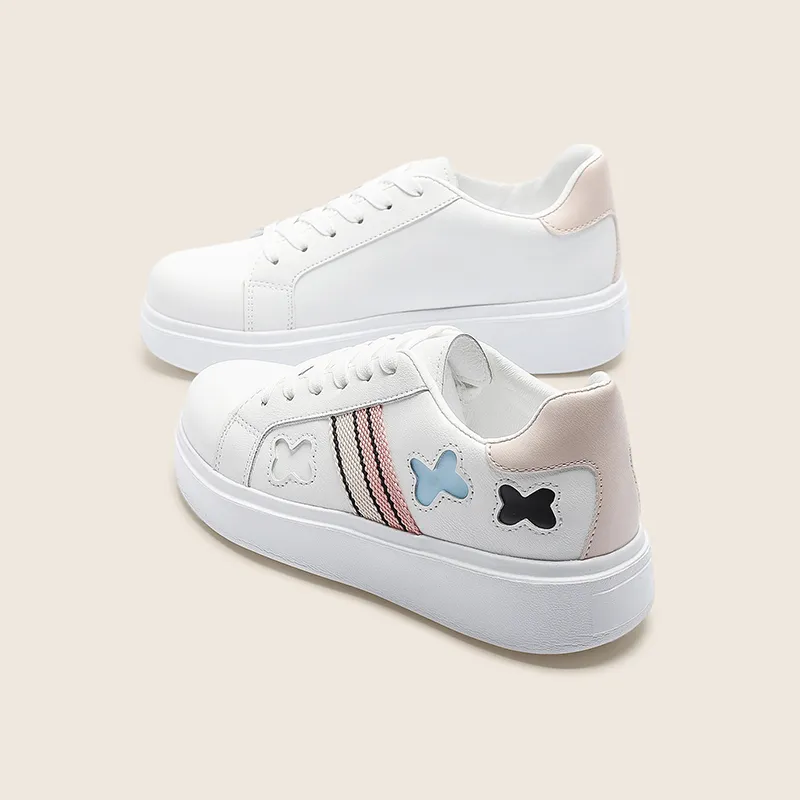 KATHRYN WILSON Anti Slip And Wear Resistant Lightweight Low Top Skateboard Shoes Women's White Pink-4