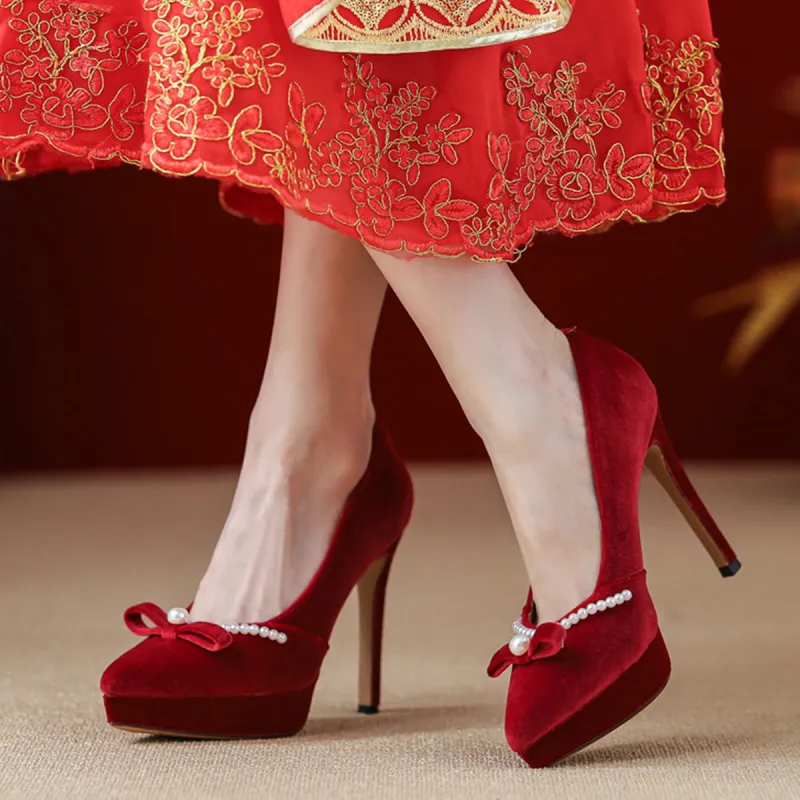 KATHRYN WILSON Slim Heel High Heels 11.5cm Women's Burgundy-6