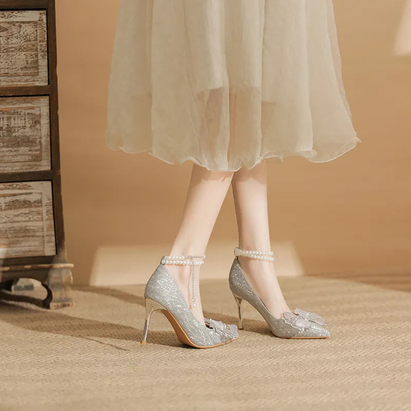 KATHRYN WILSON Xia Skirt Moon Pailou Slim Heel High Heels 8cm Women's-6