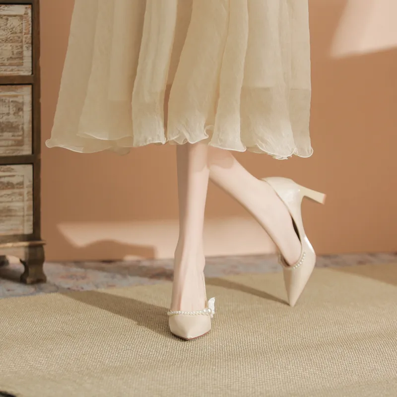 KATHRYN WILSON Chunky Heel High Heels Women's Champagne-7
