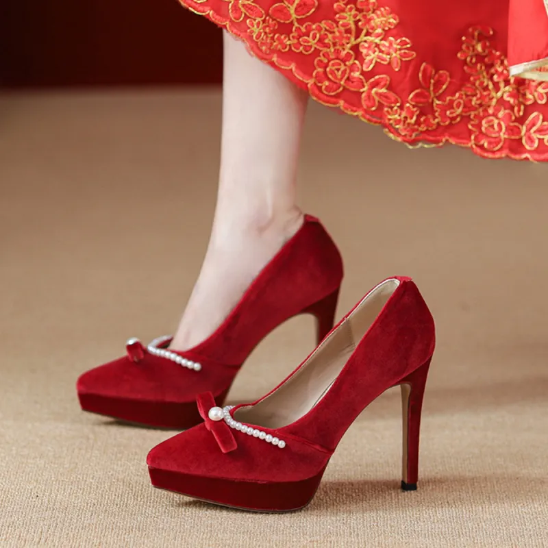 KATHRYN WILSON Slim Heel High Heels 11.5cm Women's Burgundy-7
