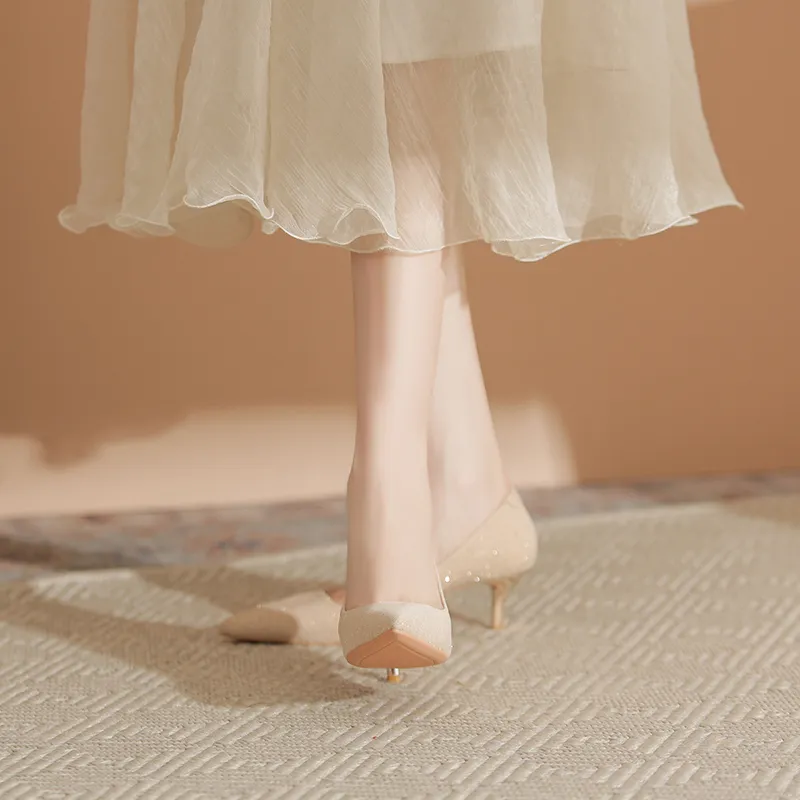 KATHRYN WILSON Slim Heel High Heels Women's Apricot-3