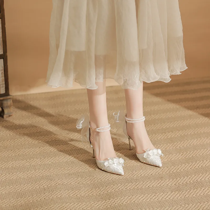 KATHRYN WILSON Spring Snow Slim Heel High Heels 6cm Women's White-3