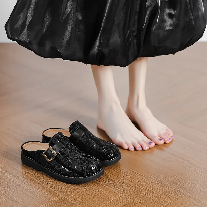 KATHRYN WILSON Rubber Sole Sequins Slip Resistant Closed Toe Slippers Women's-4