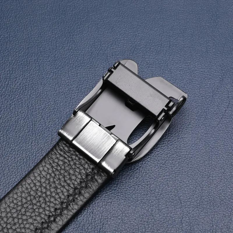 Satchi Cow Leather Belts Men's Black Width 3.5cm Gift Box Sets-5