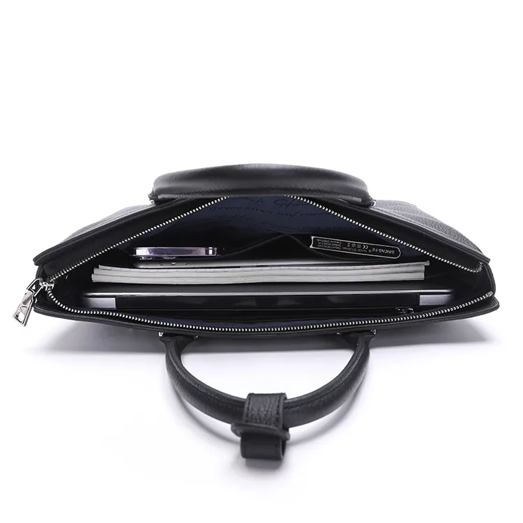 Satchi Cow Leather Briefcase Large Size Men's Black-4