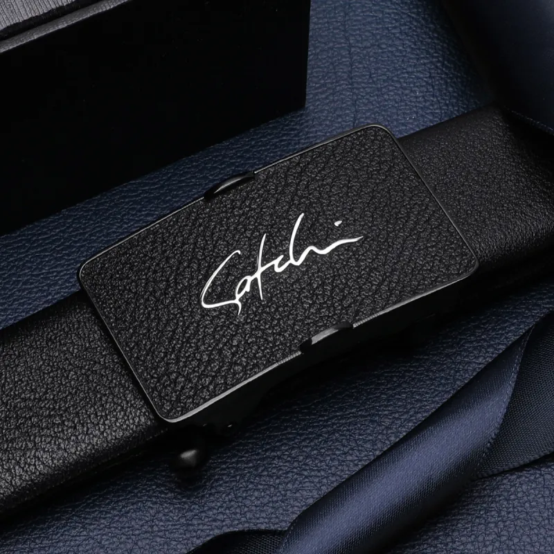 Satchi Cow Leather Belt Men's Black 3.4cm-4