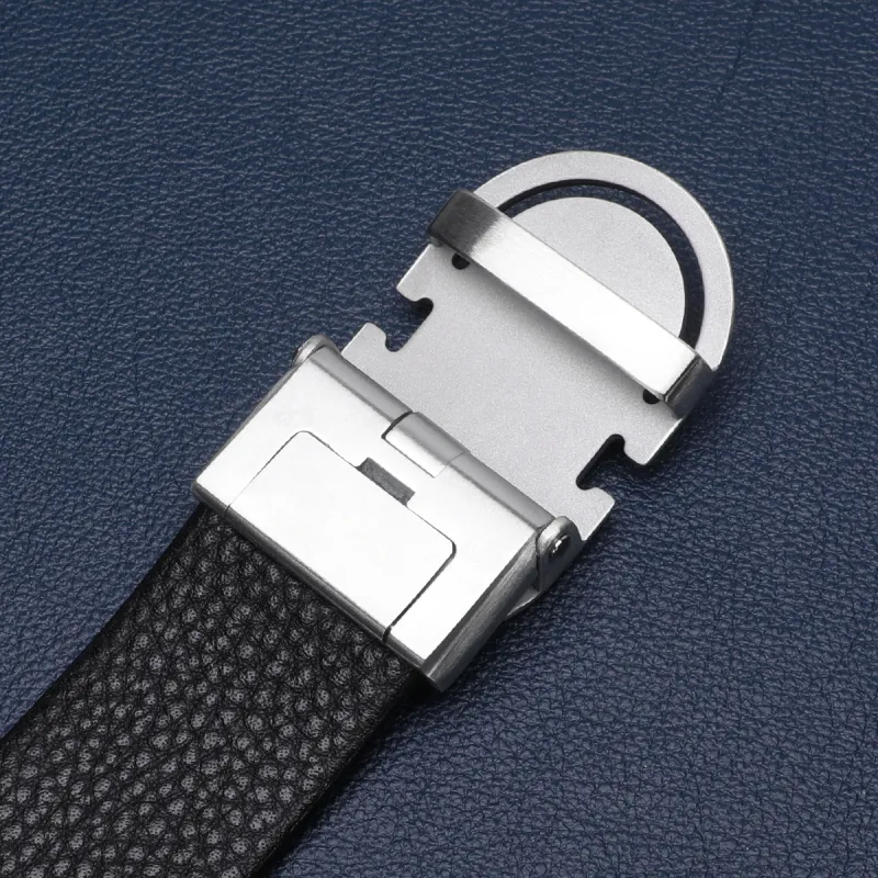 Satchi Cow Leather Belts Men's Black Width 3.4cm-5