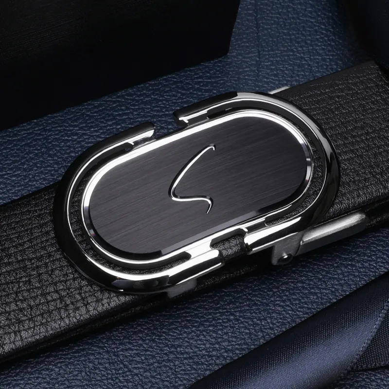 Satchi Cow Leather Belts Men's Black Width 3.4cm-4