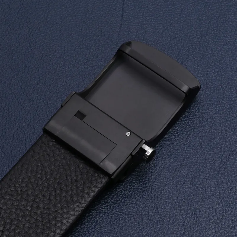Satchi Cow Leather Belts Men's Black Width 3.7cm-5