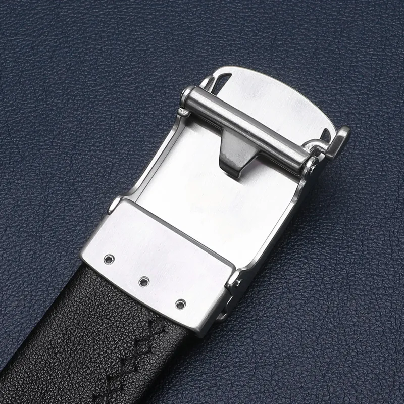 Satchi Cow Leather Leather Belts Men's Black Width 3.4cm-5