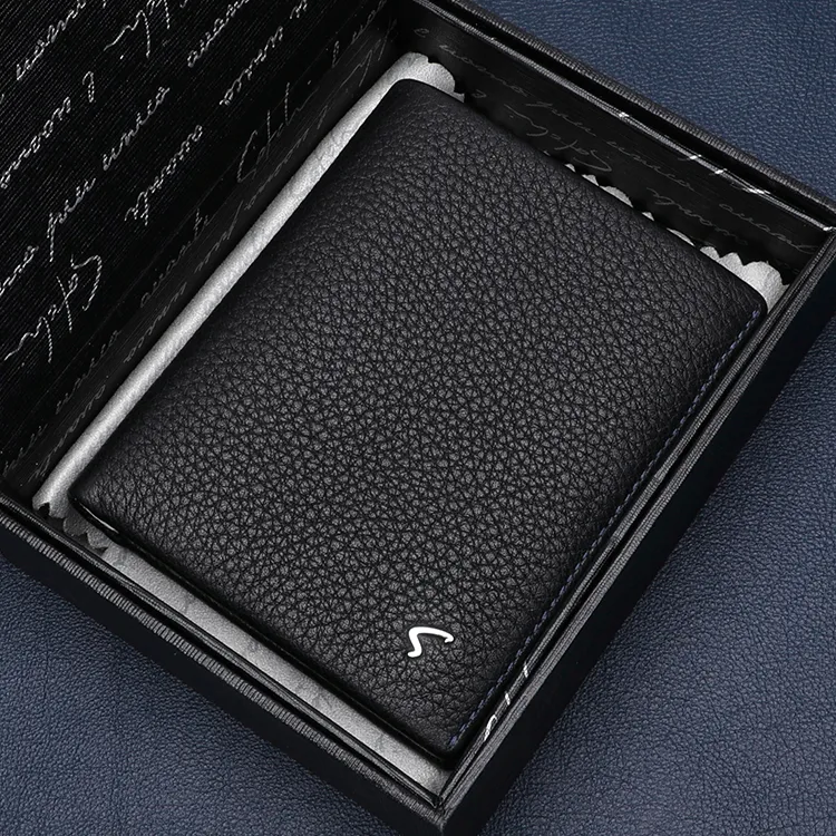 Satchi Cow Leather Wallet Regular Men's Black-6