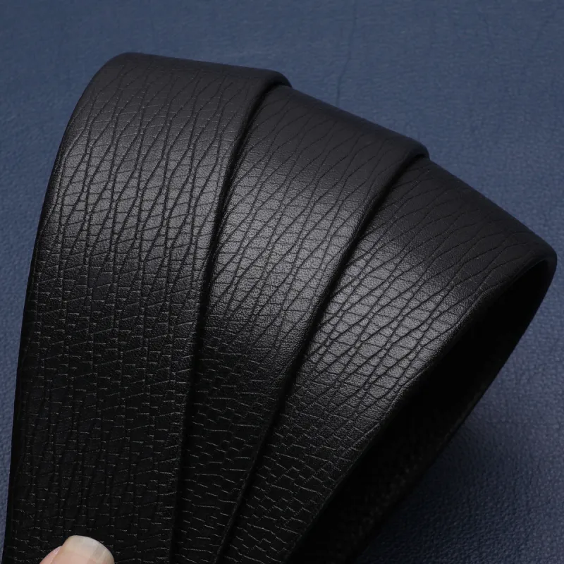 Satchi Cow Leather Belts Men's Black Width 3.7cm-6