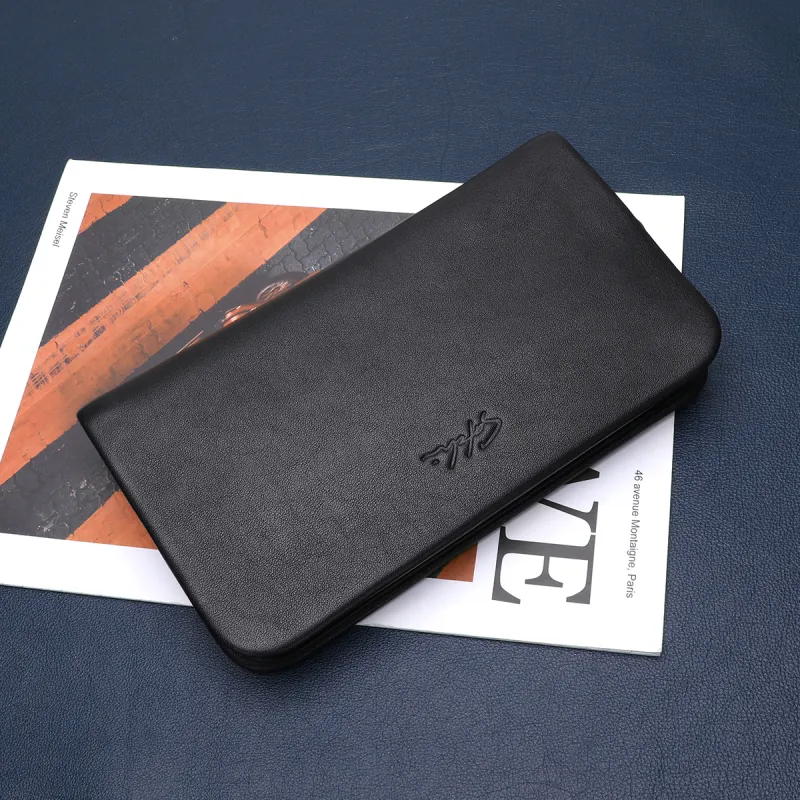 Satchi Cow Leather Clutch Medium Size Men's Black-5