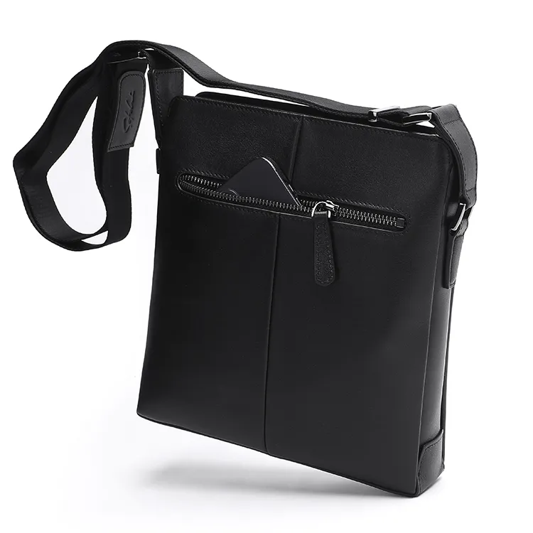 Satchi Cow Leather Crossbody Bag Regular Men's Black-4