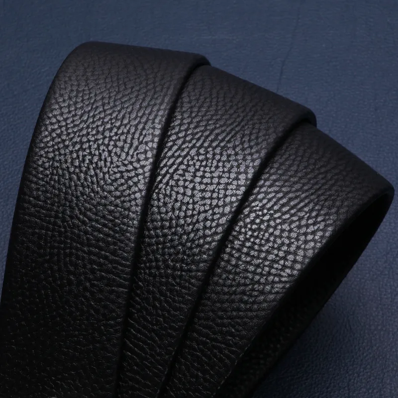Satchi Cow Leather Belts Men's Black Width 3.7cm-6
