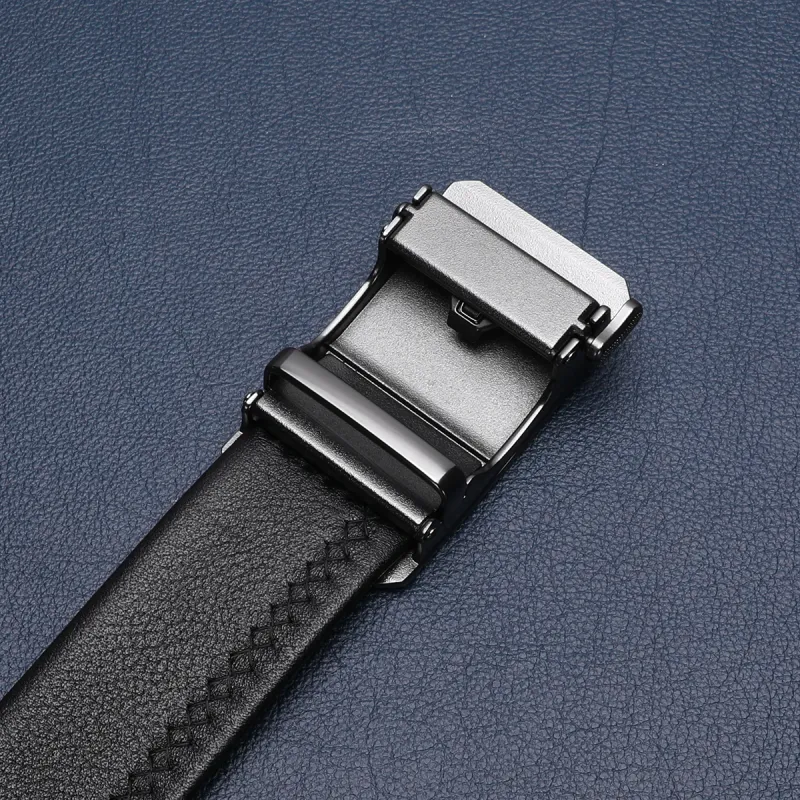 Satchi Cow Leather Belt Men's Black Width 35.5mm-5