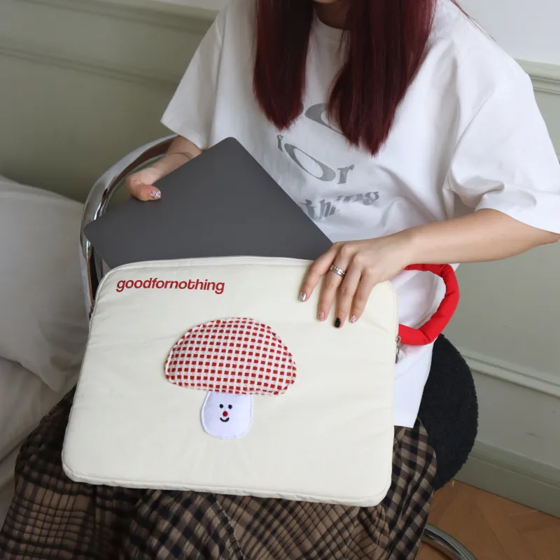 GOOD FOR NOTHING Polyester Laptop Bag Unisex Beige-3