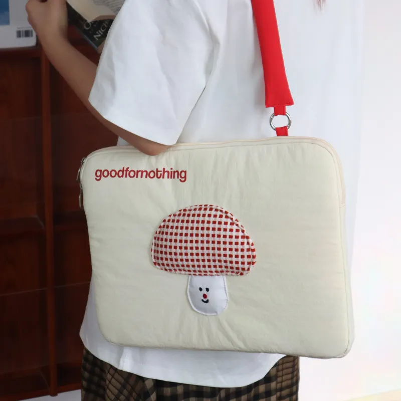 GOOD FOR NOTHING Polyester Laptop Bag Unisex Beige-2