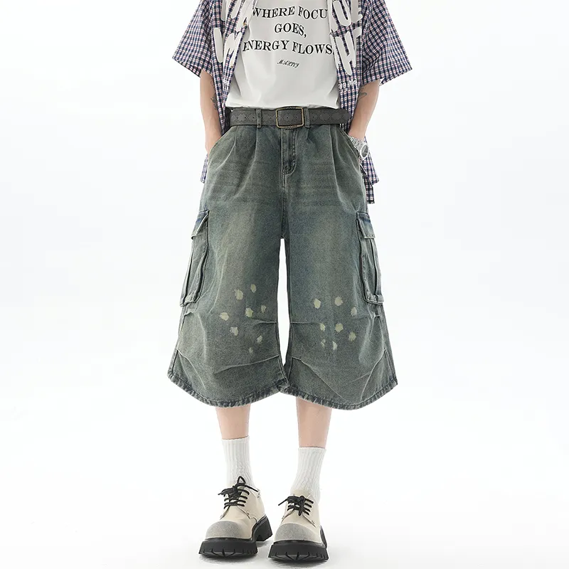 Caramella Denim Shorts Unisex Vintage Blue-5