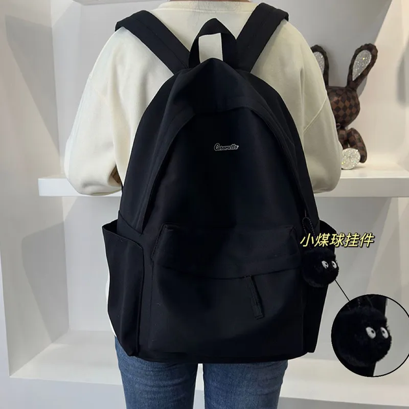 Caramella Nylon Backpack Unisex Black/White/Burgundy-3
