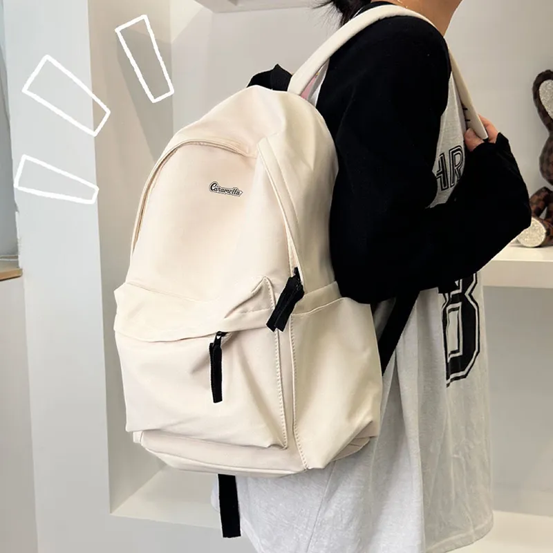 Caramella Nylon Backpack Unisex Black/White/Burgundy-7