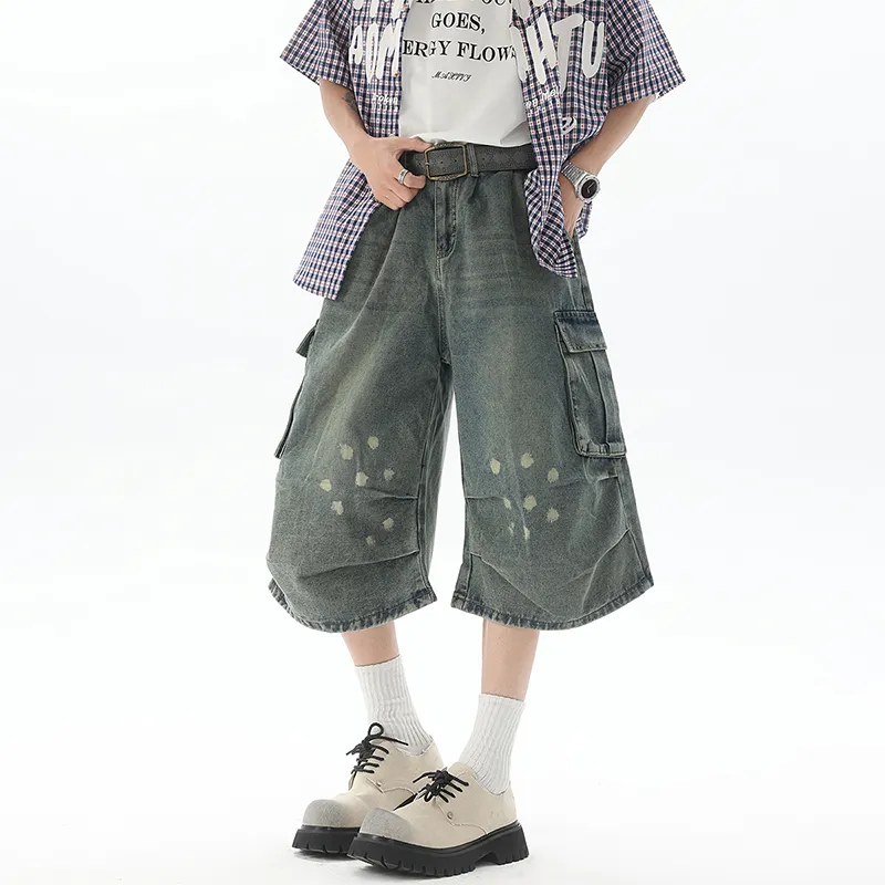 Caramella Denim Shorts Unisex Vintage Blue-4