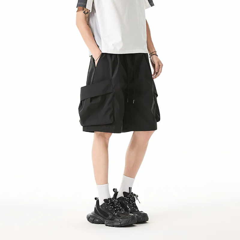 Caramella Cargo Shorts Unisex Black-3