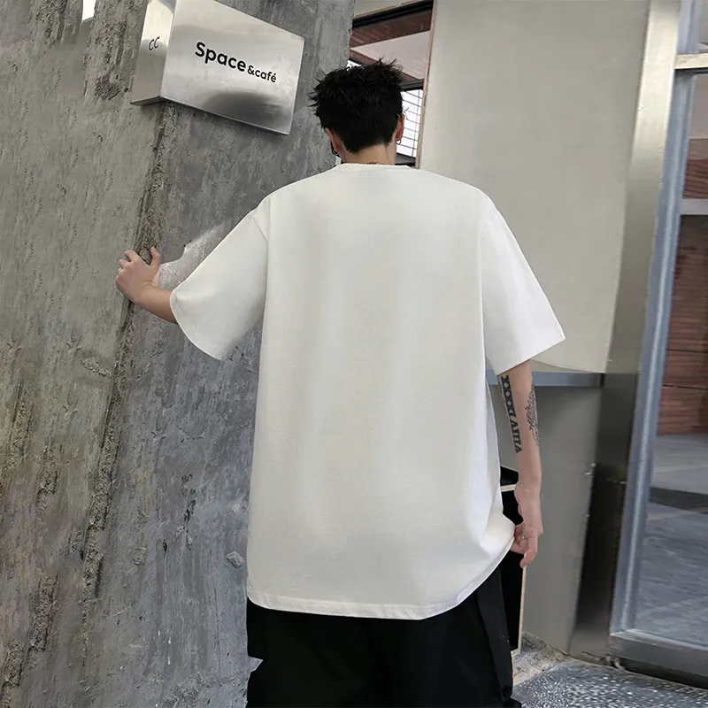Caramella Drop Shoulder Sleeve T Shirt Unisex Black-4