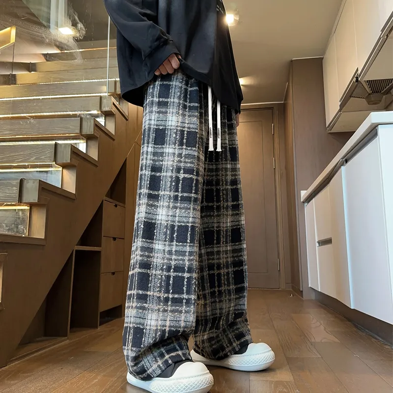 Caramella Casual Pants Unisex Red Plaid-1