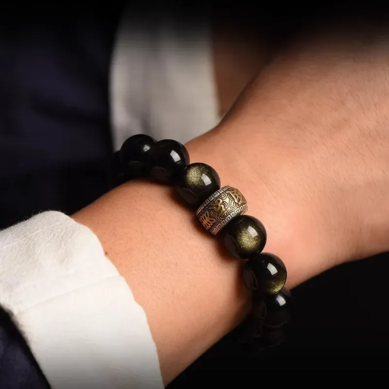 CUISHI Natural Obsidian Bracelets Unisex-7