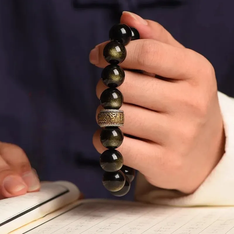 CUISHI Natural Obsidian Bracelets Unisex-3