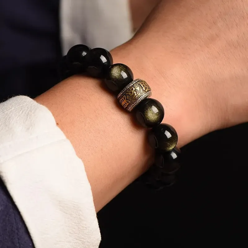 CUISHI Natural Obsidian Bracelets Unisex-13