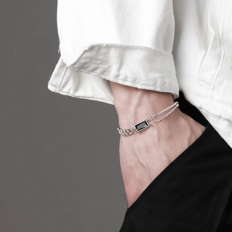 PINK U 925 Sterling Silver Bracelets Men's-1