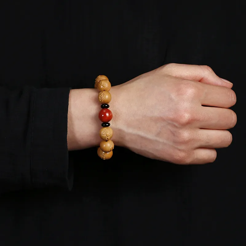 PINK U Monkey Head Walnut Bracelets Unisex-4